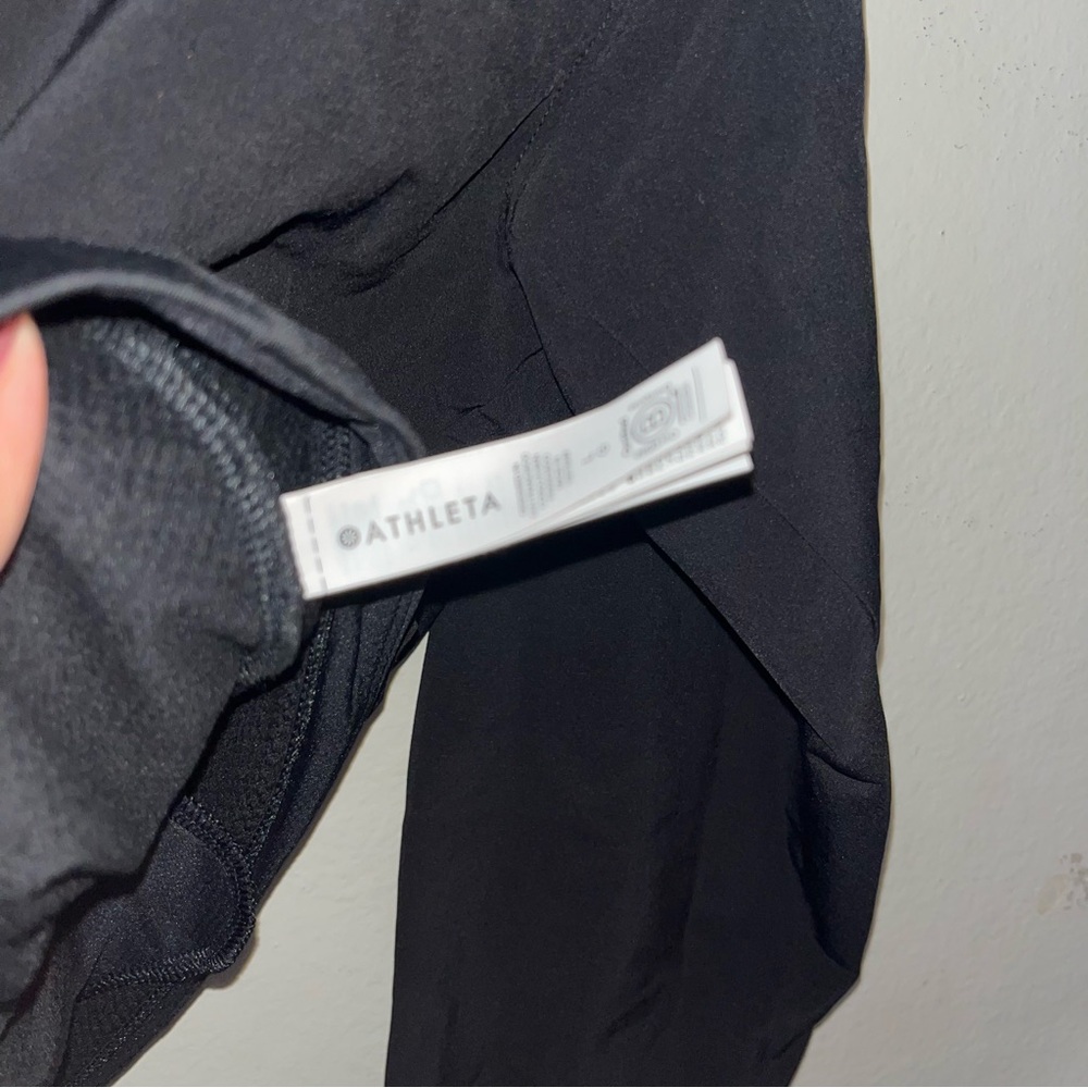 Athleta Whistler Hybrid Top Sz L Mock Neck Layered Long Sleeve Performance Black - Picture 9 of 11